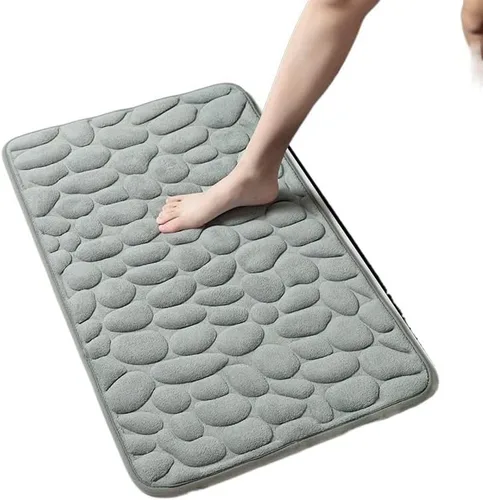 Vista 4 de Alfombra antideslizante de Baño con Relieve De Adoquines, Alfombra Antideslizante De Vellón Coral Para Bañera, Suelo De Ducha, Felpudo, Almohadilla