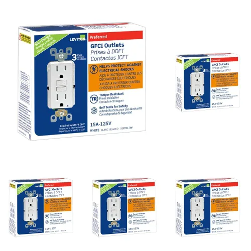 Vista 3 de Receptáculo Leviton con autopruebas, resistente a la manipulación, con indicador LED, Blanco, GFTR1-3W