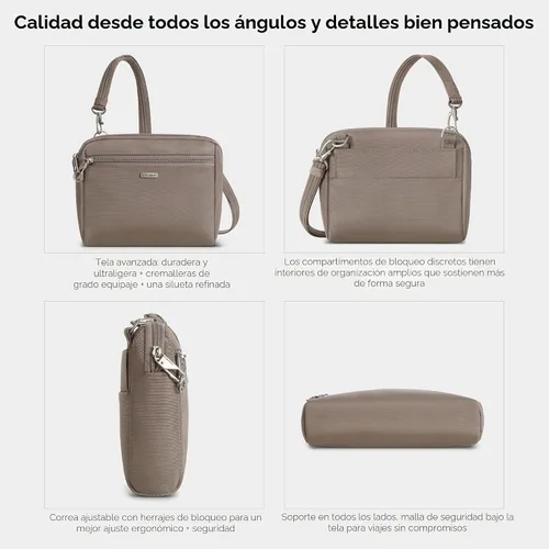 Vista 5 de Travelon Bandolera y cangurera convertible clásica para mujer, Avellana, Tamaño único