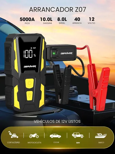 Vista 2 de DBPOWER Arrancador de 5000 A, arrancador de batería de coche de 74 Wh para motores de hasta 10,0 L de gasolina y 8,0 L de diésel, paquete de batería