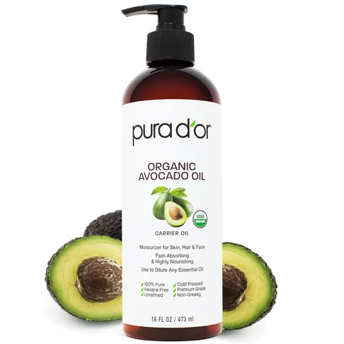 Vista 5 de PURA D'OR Aceites orgánicos de semilla de uva y aguacate de 16 onzas, paquete de aceites portadores 100% puros prensados en frío