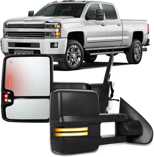 Vista 15 de OCPTY Espejo de remolque eléctrico calentado derecho del lado del pasajero espejo de remolque apto para 2007-2017 para Toyota para Tundra con luz