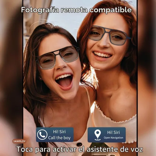 Vista 5 de Jawploy Smart Glasses Bluetooth Audio Glasses Sunglasses Blue Light Glasses for Men Women Color-Change UV Protection Dual Mic