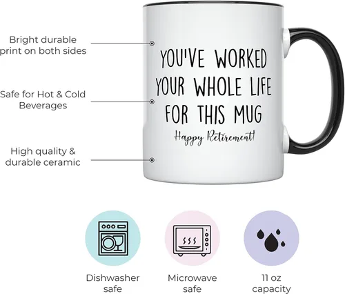 Vista 2 de YouNique Designs Taza de jubilación fresca para hombres y mujeres 2024, 11 onzas, taza de feliz jubilación, divertida taza de café de jubilación
