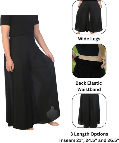 Vista 3 de Lannaclothesdesign - Pantalones de salón Palazzo de piernas anchas para mujer de 37 pulgadas de longitud, tallas S, M, L, XL