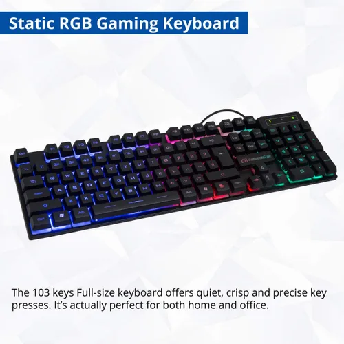 Vista 2 de Kit combinado de accesorios para juegos de PC RGB Teclado USB a prueba de derrames Mouse óptico de 3 botones Auriculares estéreo para juegos Dual