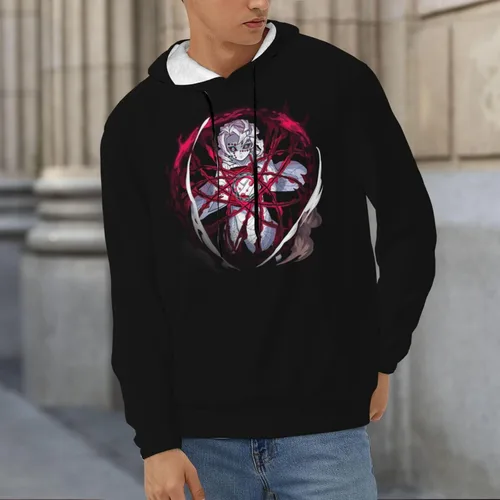 Vista 3 de TEETSY Kimetsu No Yaiba Logo Hoodie Men Novelty Hooded Sweatshirts Long Sleeve Padded Hooded Sweatshirts