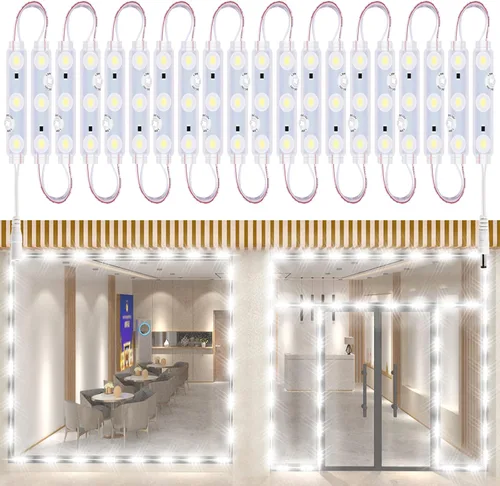 Vista 10 de Luces LED para ventana, luces LED para escaparate, impermeables, luces decorativas de negocios, 12 V, 5050, luces LED para publicidad, letreros LED