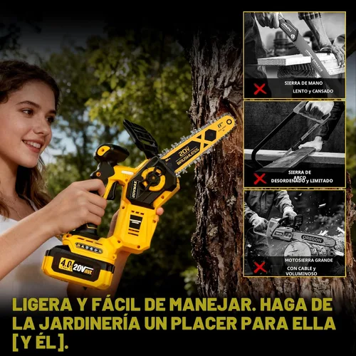 Vista 8 de Motosierra inalámbrica de 8 pulgadas para batería Dewalt de 20 V MAX, motosierra eléctrica de poda sin escobillas con batería de 4.0 Ah, motosierra