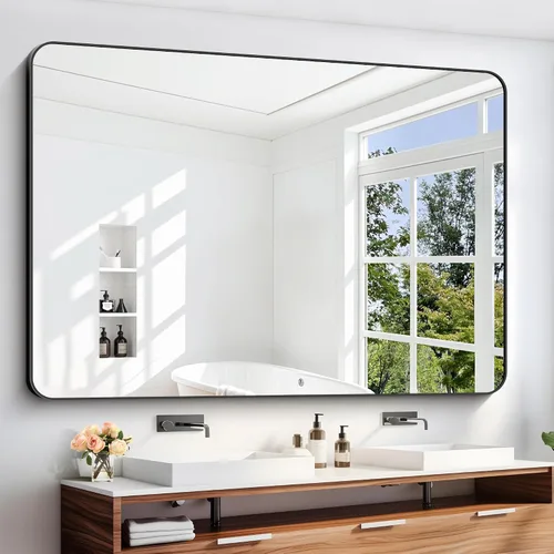 Vista 41 de DESBING 16"x20" Bathroom Mirror for Over Sink, Black Framed Wall Mirror Negro