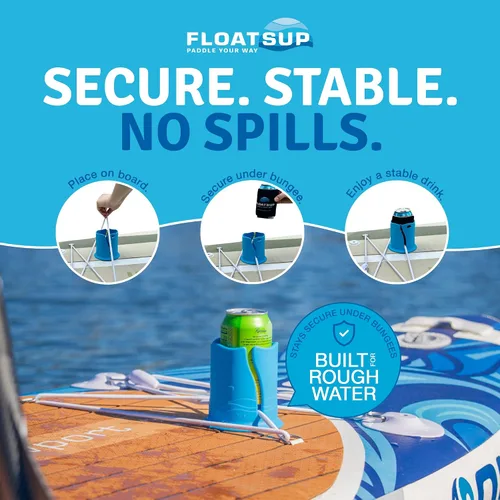 Vista 2 de Floatsup - Soporte para bebidas con diseño de copa, color azul Works with SUP & Kayak, Fits Cans and Bottles Up to 3" Wide, Secures Under Bungee
