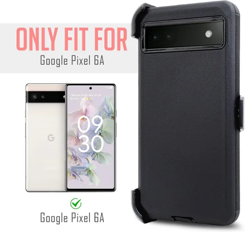 Vista 9 de Funda para Google Pixel 6A 5G 2022 [grado militar] con funda de clip para cinturón, funda protectora resistente a prueba de golpes, resistente al