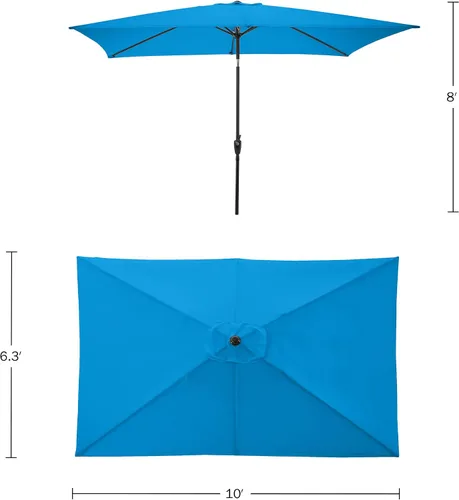 Vista 2 de Rectangular Patio Umbrella - 10ft Easy Crank Sun Shade with Push Button Tilt for Outdoor Furniture, Deck, Yard, or Pool by Pure Garden