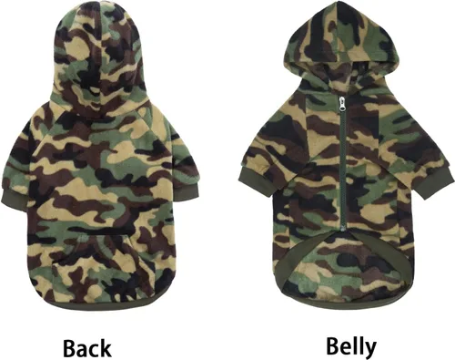 Vista 2 de Ropa de bulldog francés de camuflaje con capucha para perros pequeños, cachorros, chihuahua, abrigo, sudadera con capucha para mascotas, gatos Camo