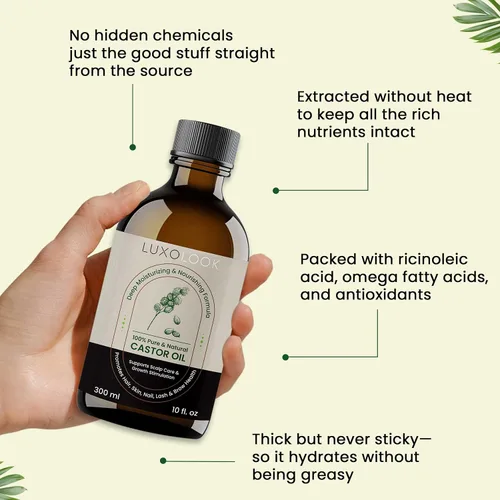 Vista 8 de Aceite de ricino puro (10 onzas), aceite de ricino 100% prensado en frío para el crecimiento del cabello, piel, cejas, pestañas de ojos, uñas