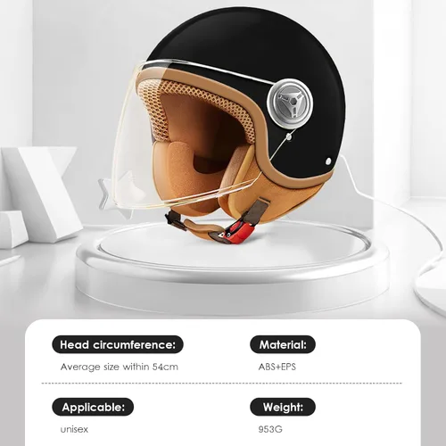 Vista 7 de Casco de motocicleta de cara abierta 3/4 aprobado por DOT, cascos ligeros retro vintage, para niños y niñas de 3 a 15 años de edad, casco de scooter