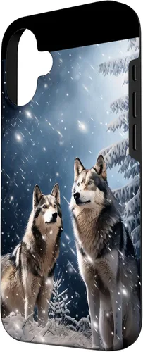 Vista 2 de Wolves Christmas Wolf Snowy Winter Forest Snowflakes Case para iPhone 16