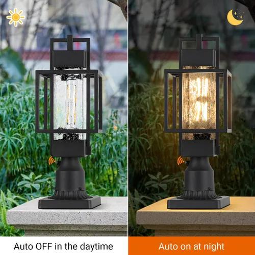 Vista 4 de 18" H Lámpara de poste al aire libre de atardecer hasta el amanecer 120V cableada, lámpara de poste de aluminio impermeable con base de montaje