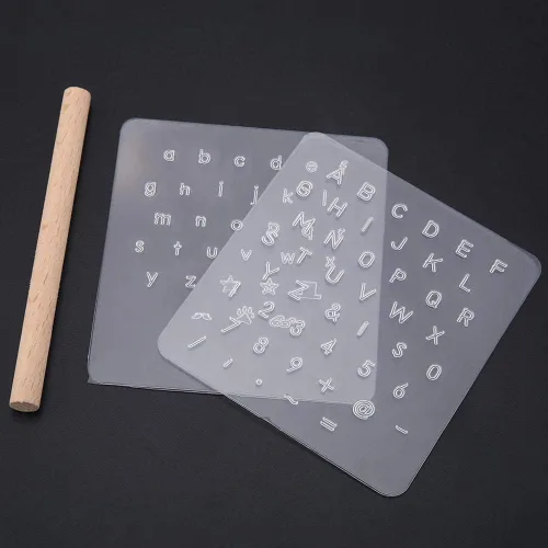 Vista 2 de Juego de herramientas de estampado de cuero, kit de sellos numéricos para manualidades, relieve, carpintería