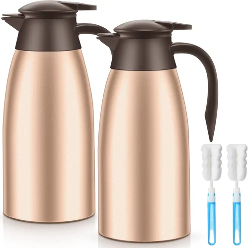 Vista 18 de Norme 2 jarras térmicas de café de acero inoxidable aisladas para líquidos calientes, dispensador térmico de jarra con cepillos para mantener