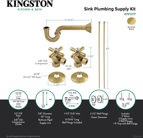 Vista 9 de Kingston Brass KPK107P Trimscape Kit de suministro de fontanería combinado, latón cepillado Cobrizo cepillado
