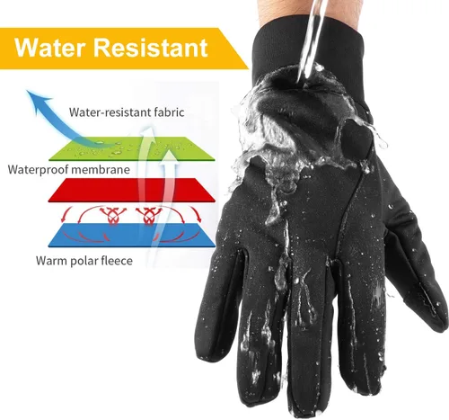 Vista 3 de Guantes de invierno para hombres y mujeres, con pantalla táctil, guantes cálidos, resistentes al agua, resistentes al viento, guantes térmicos