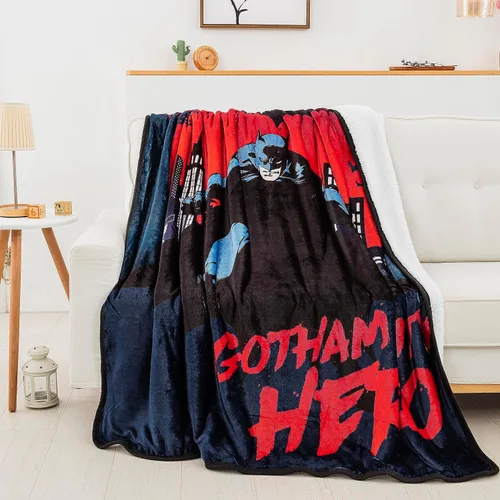 Vista 2 de Northwest DC - Manta Sherpa de Batman Silk Touch, 60 x 80 pulgadas, Gotham City Hero Héroe de la ciudad de Go