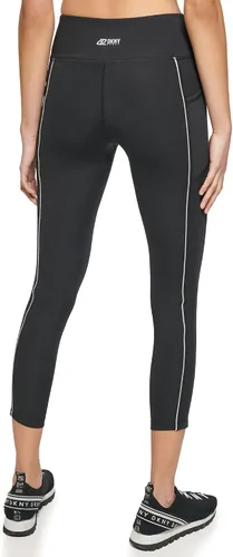 Vista 3 de DKNY High Waist Womens Leggings with Pockets & Reflective Piping
