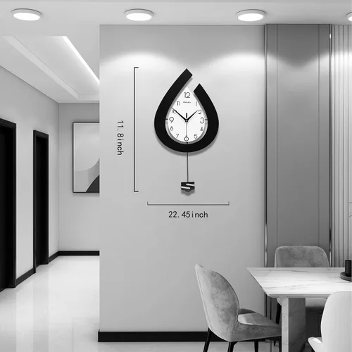 Vista 4 de Reloj de pared grande para decoración de sala de estar, péndulo decorativo grande, reloj de pared moderno, silencioso, sin tictac, funciona