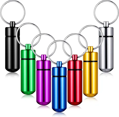 Vista 10 de Patelai 12 piezas de llavero portátil para pastillas, mini estuche de bolsillo para píldoras para hombres y mujeres, contenedores de geocache