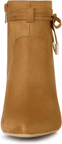 Vista 3 de Allegra K Botines con cremallera y tacón de bloque puntiagudo para mujer