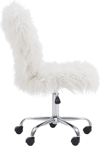 Vista 5 de Linon Cora Faux Flokati - Silla de oficina sin brazos, color blanco