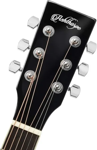 Vista 5 de Ashthorpe Paquete de guitarra acústico-eléctrica Dreadnought de tamaño completo - Maderas tonales premium - Negro