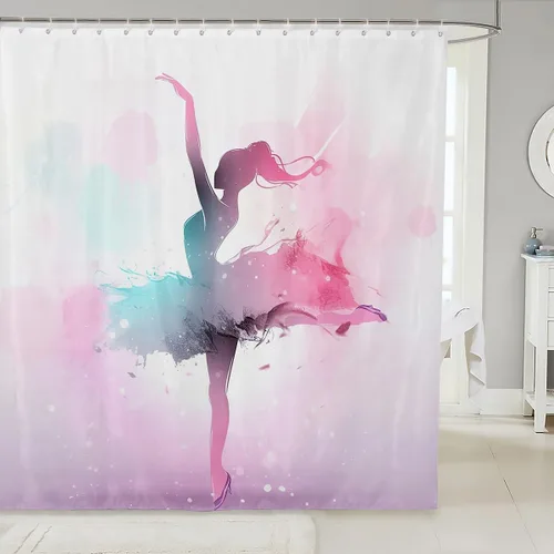 Vista 19 de Homewish Cortina de ducha de sirena azul con diseño de princesa sirena, juego de cortina de ducha para niños y adultos, cortina de baño subacuática