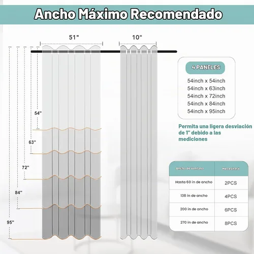Vista 9 de BONZER 100% Blackout Curtains 4 Panels, Full Light Blocking Window Drapes Vainilla