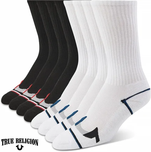 Vista 2 de True Religion Calcetines para hombre, 8 pares de calcetines deportivos para hombre, calcetines deportivos de primera calidad, talla de zapato 8-12