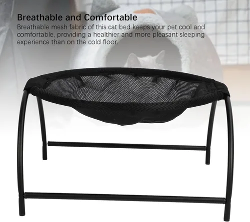 Vista 3 de Cat Hammock, Elevated Design Sturdy Iron Frames Breathable Mesh Fabric Elevated Cat Bed, Dog Hammock Bed with Easy Assembly and Cleaning for Cats