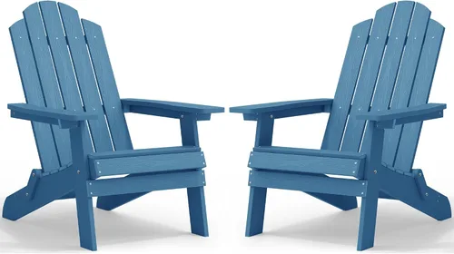 Vista 16 de MXIMU Silla Adirondack plegable para exteriores: sillas Adirondack fáciles de montar y cómodas, silla de plástico compuesto para todo tipo de clima