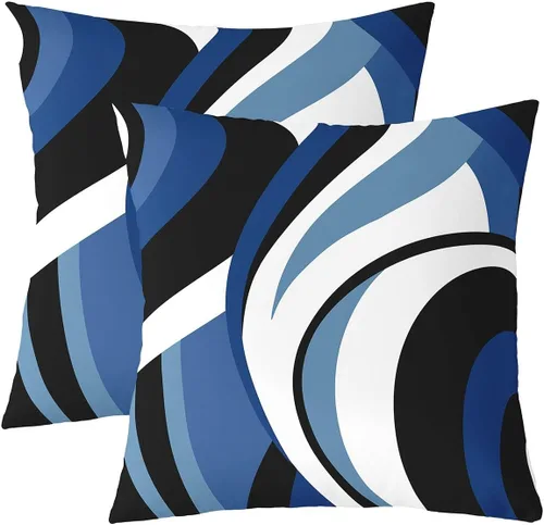 Vista 31 de Castle Fairy Juego de 2 fundas de almohada modernas con estampado de líneas geométricas de doble cara de 16 x 16 pulgadas, color gris, negro y rojo