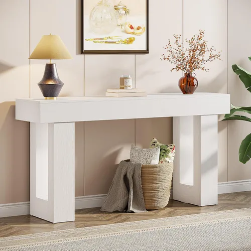 Vista 12 de Tribesigns - Mesa consola de 63 pulgadas de largo, mesa de sofá rectangular de madera detrás del sofá, mesa de entrada estilo granja para entrada