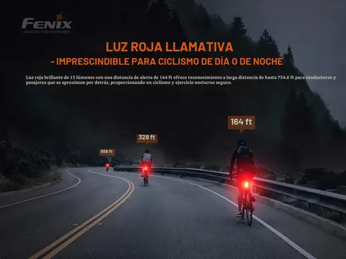 Vista 8 de Fenix BC05R V2 USB-C - Luz trasera roja para bicicleta con cable de carga EdisonBright tipo C
