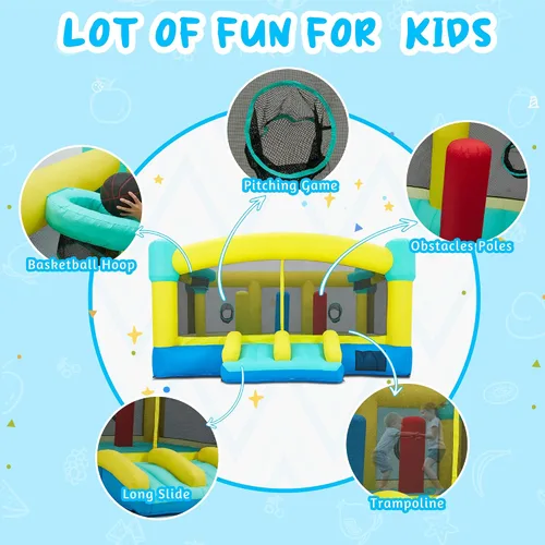 Vista 3 de Big Bounce House - Castillo inflable de rebote de 15 x 14.8 pies para niños de 3 a 12 años, casa hinchable para exteriores/interiores con soplador