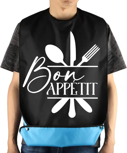 Vista 6 de JNIAP Foodie - Baberos para adultos con atrapador de migas, bromas de mordaza, babero, regalo ajustable, protectores de ropa para comer para adultos