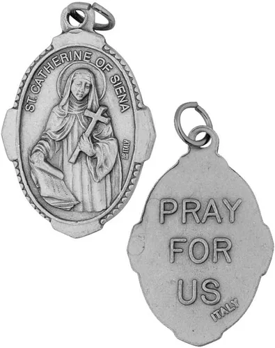 Vista 3 de Medalla de Santa Catalina de Siena de 1 pulgada con tarjeta de oración Encanto duradero y detallado Medalla colgante cardada con oración Joyería