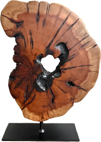 Vista 4 de Escultura irregular de madera de raíz tallada a mano, escultura abstracta de pie de mesa de madera para decoración del hogar, borde natural, estatua
