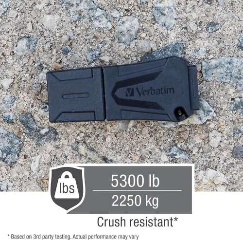 Vista 4 de Verbatim Unidad flash USB 2.0 ToughMAX de 16 GB, unidad de pulgar extremadamente duradera, color negro 70000
