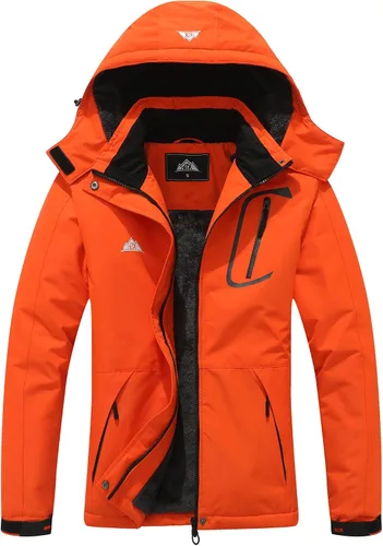 Vista 8 de Chaqueta de esquí impermeable para mujer, resistente al viento, cortavientos, abrigo de nieve cálido con capucha