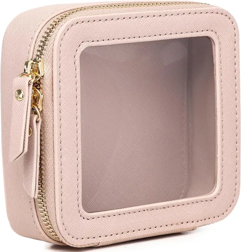 Vista 62 de Pinkmik Pequeña bolsa de maquillaje, mini estuche transparente para maquillaje y neceser con cremallera, organizador de bolsos para mujer