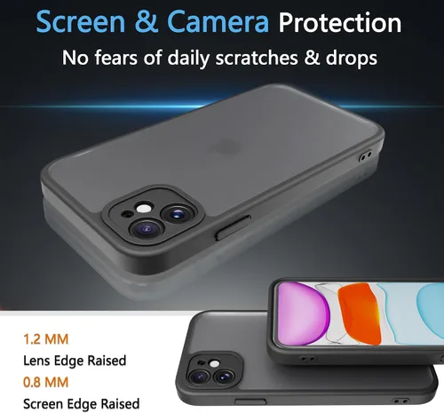 Vista 4 de Funda Translúcida Mate para iPhone 11, [Protección contra Caídas de Grado Militar de 10 Pies] Parachoques Protector Delgado Duradero Resistente a