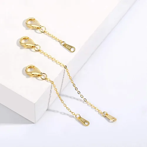 Vista 5 de Extensores de collar de oro de 14 quilates, cadena de plata de ley 925, extensión de collar, pulsera, extensor de tobillera para fabricación